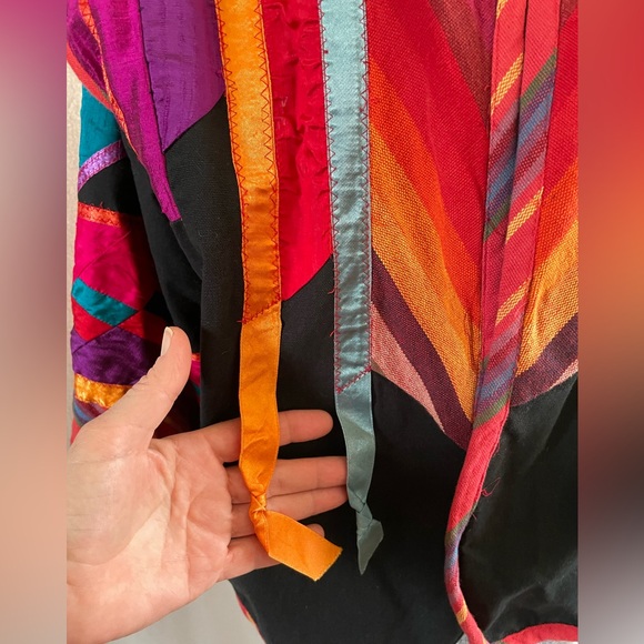 Vintage cotton/silk jacket with ribbon fringe - Picture 3 of 9